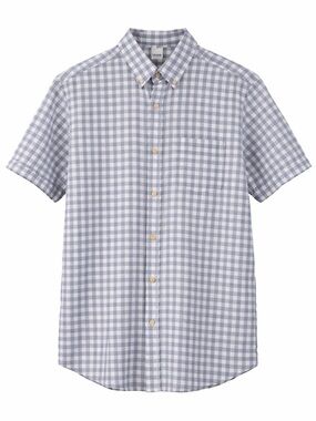 ROWM Blue Gingham Button Down Shirt Men’s Large Cotton Blend Short Sleeve